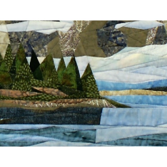 England Design Studio -Teton Mountains Landscape Art Quilt - Size 26" x 39" - Picture 3 of 4